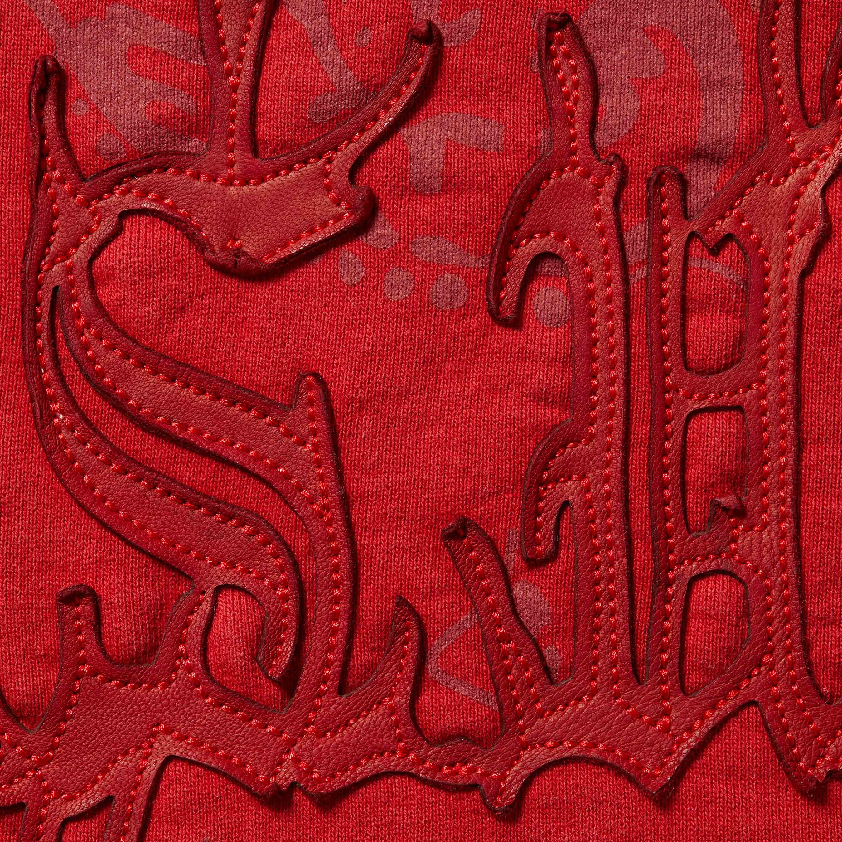 Leather Appliqué Zip Up Hooded Sweatshirt view 6